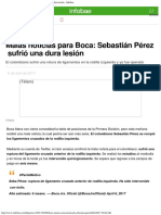 Malas Noticias Para Boca Sebastián Pérez Sufrió Una Dura Lesión - Infobae