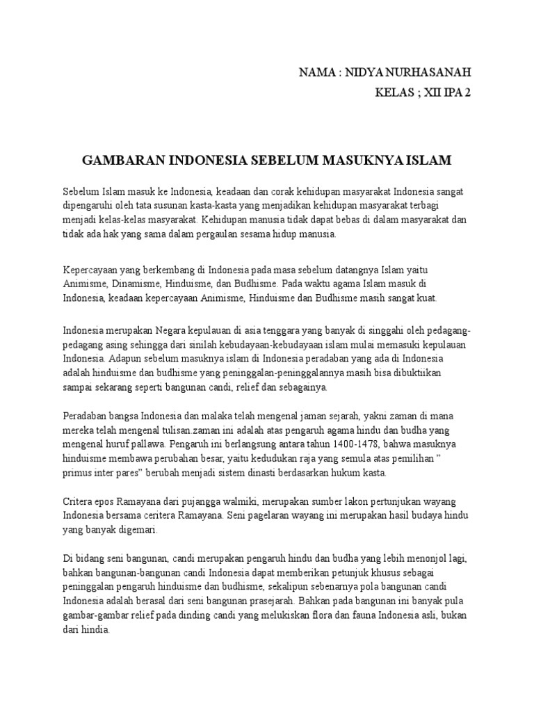 Sebelum Islam Masuk Ke Indonesia
