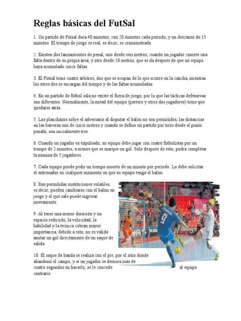 10 Reglas Básicas Del FutSal PDF