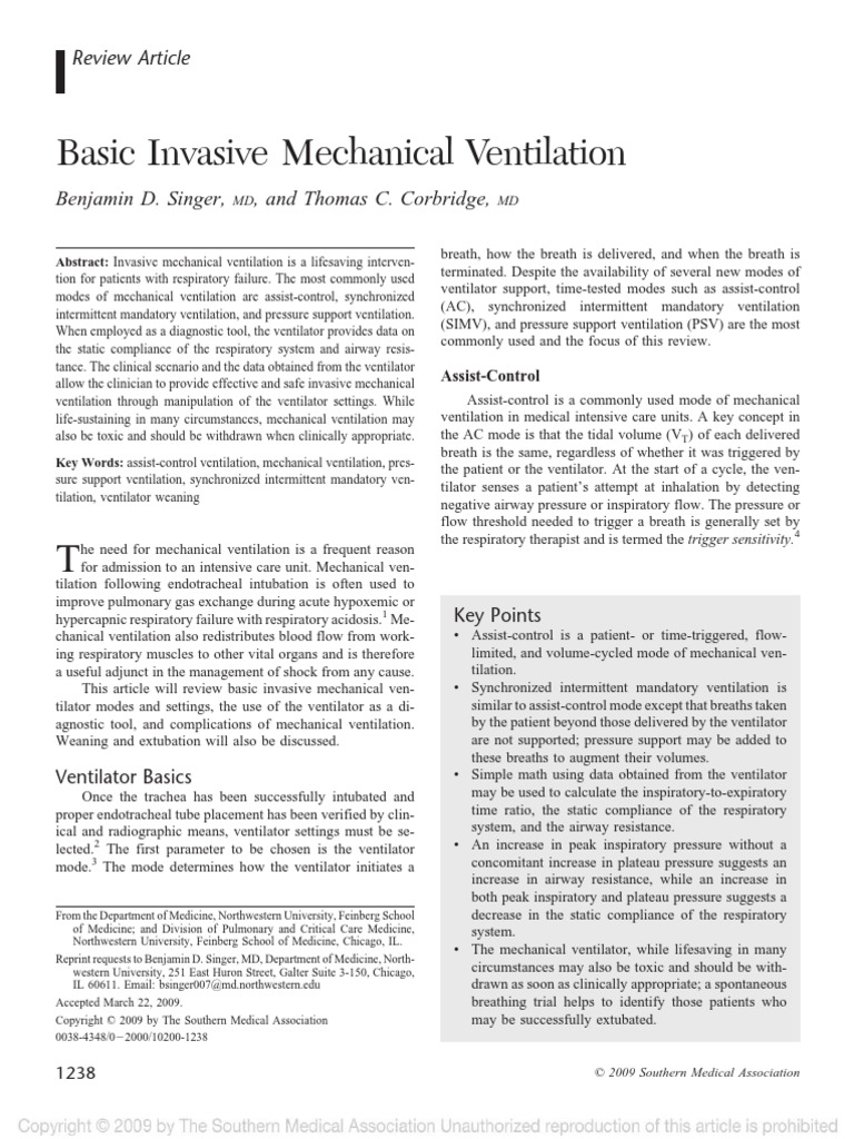 Basic Mechanical Ventilation PDF | PDF | Breathing | Respiratory System