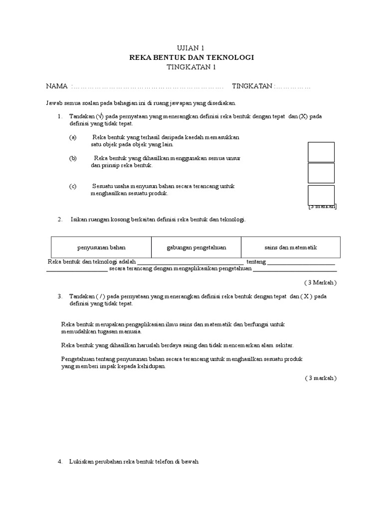 Contoh Soalan Rbt Tingkatan 2 Bab 1 - Home Dac