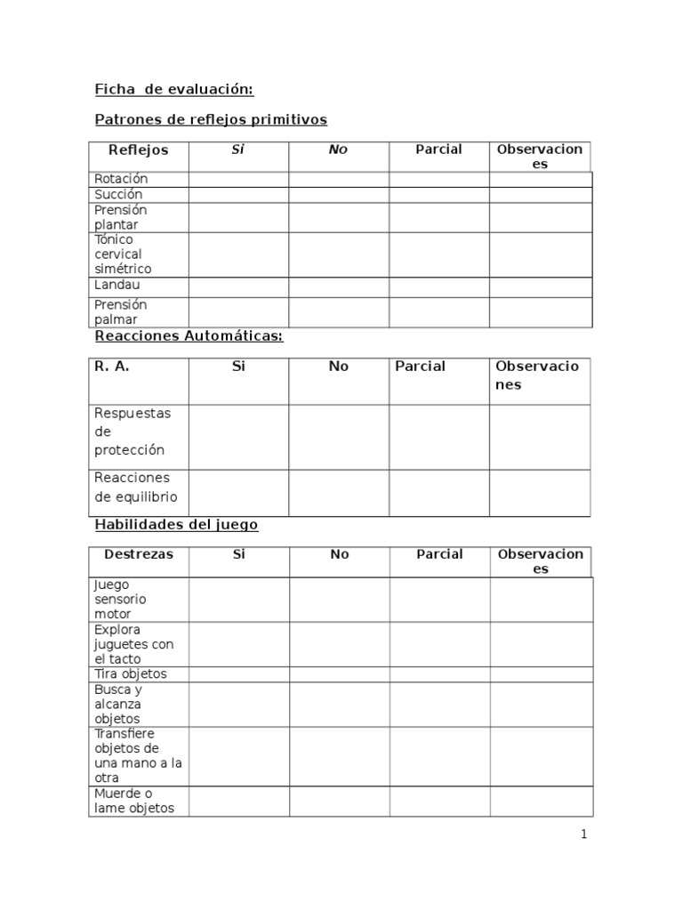 Ficha de evaluacion de terapia ocupacional bebe de 7 meses