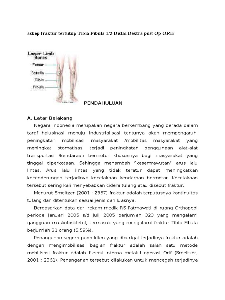 Askep Fraktur Tertutup Tibia Fibula 1 | PDF