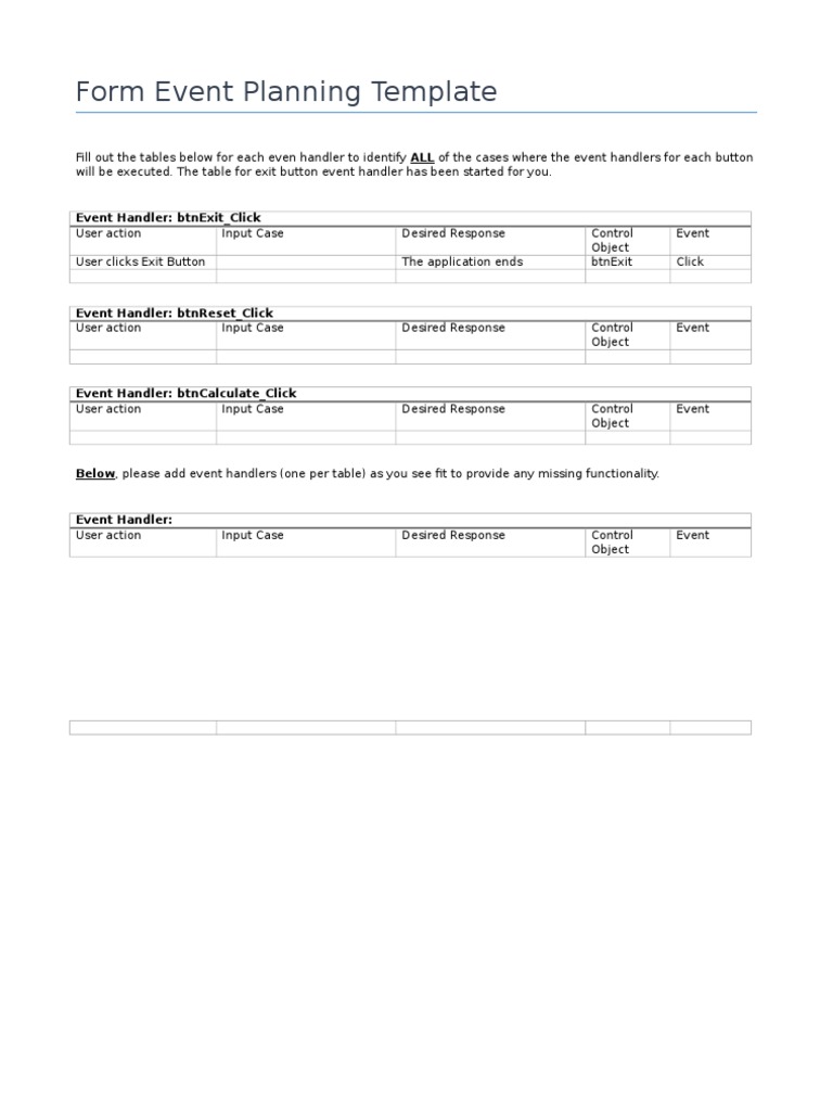 Form Event Planning Template | PDF