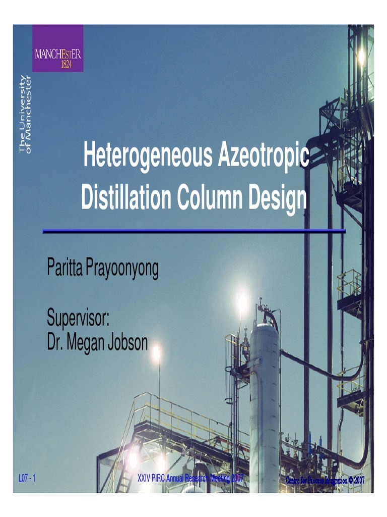 Heterogeneous Azeotropic Distillation Design | PDF | Distillation ...