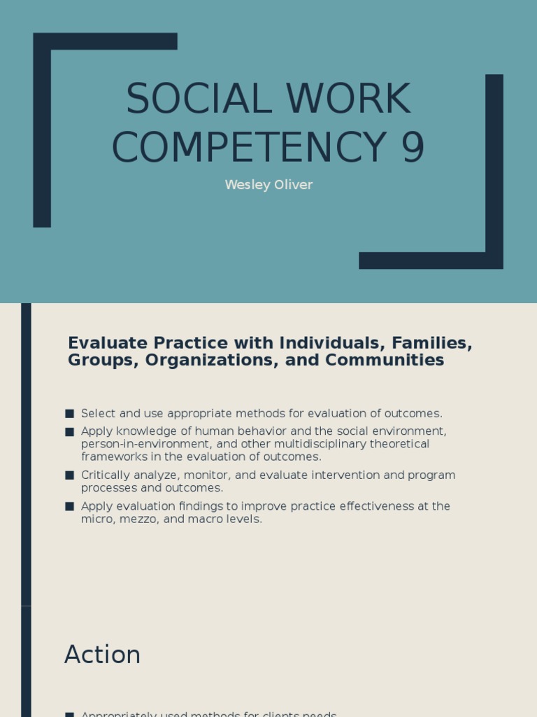 Social Work Competency 9: Evaluation Methods | PDF