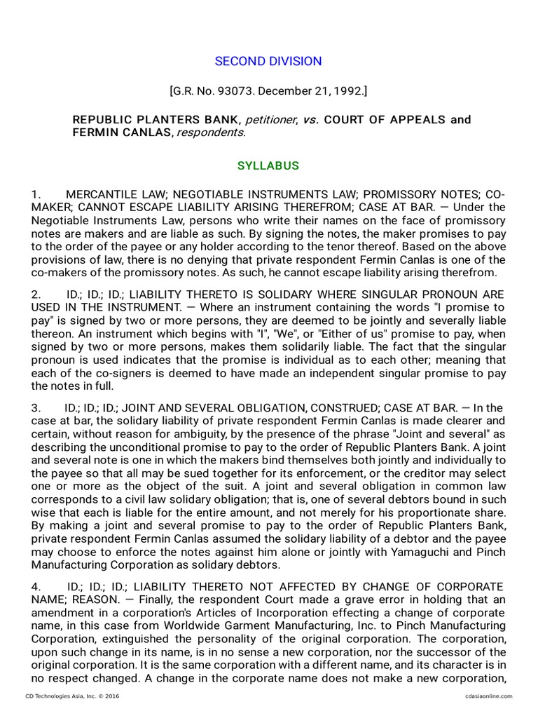 Republic Planters Bank v. Court of Appeals PDF Law Of Agency