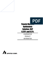 Timolol Maleate Ophthalmic Solution, USP 0.25% and 0.5%: Comparative Product Information