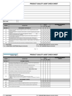 Product Quality Audit Check Sheet