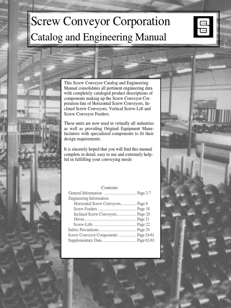 Engineering - Catalog - Screw Conveyor PDF | PDF | Horsepower | Bearing ...