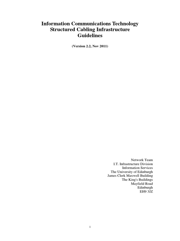 ICT Structured Cabling Guidelines PDF | PDF | Electromagnetic ...