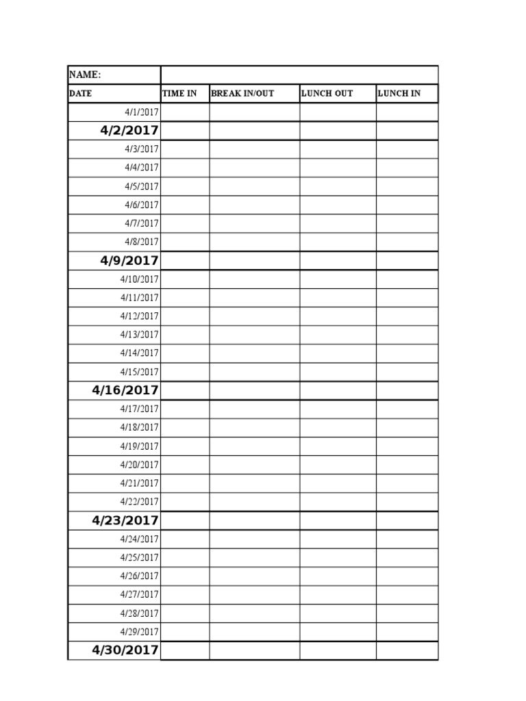 April 2017 Time Tracking Log | PDF