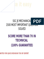 Score More Than 70 in Technical (100% GUARANTEE) : SSC Je Mechanical 1500 Most Important Question Solved