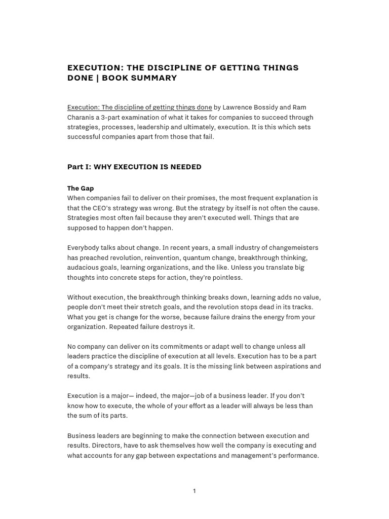 Execution: Key to Business Success | PDF | Strategic Management ...