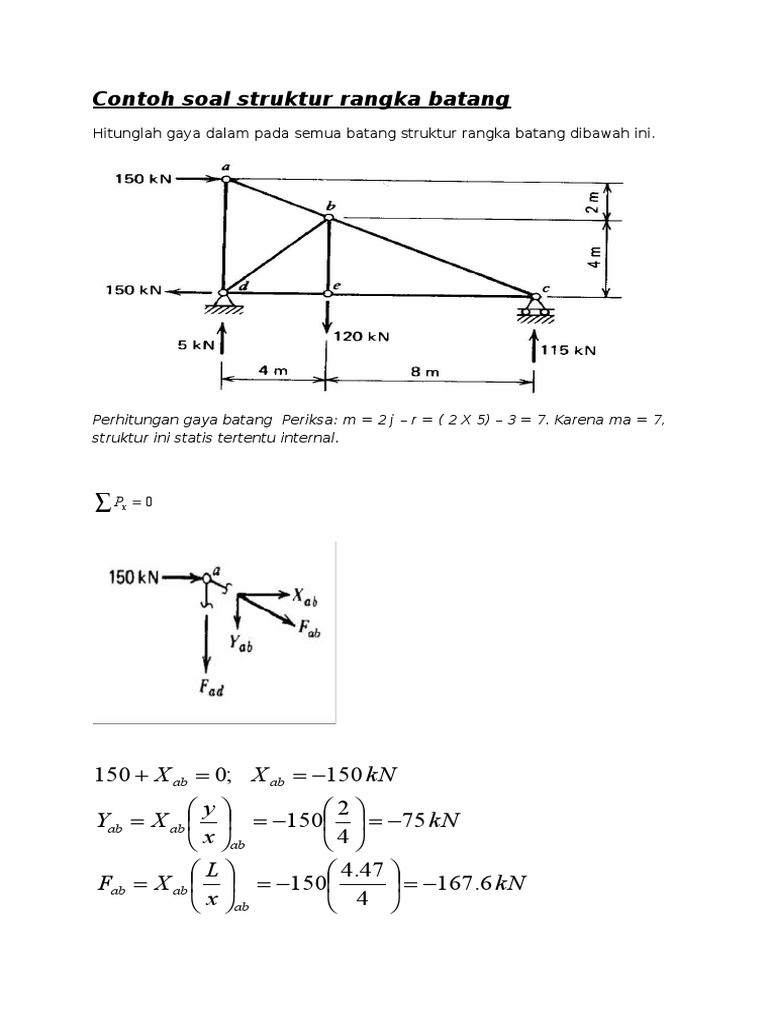 Contoh Soal Struktur Rangka Batang Contoh Soal Struktur Rangka Batang
