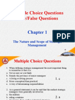 Strategic Management Multiple Choice and True/False Questions