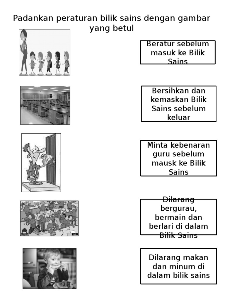 Latihan Peraturan Bilik Sains tahun 1