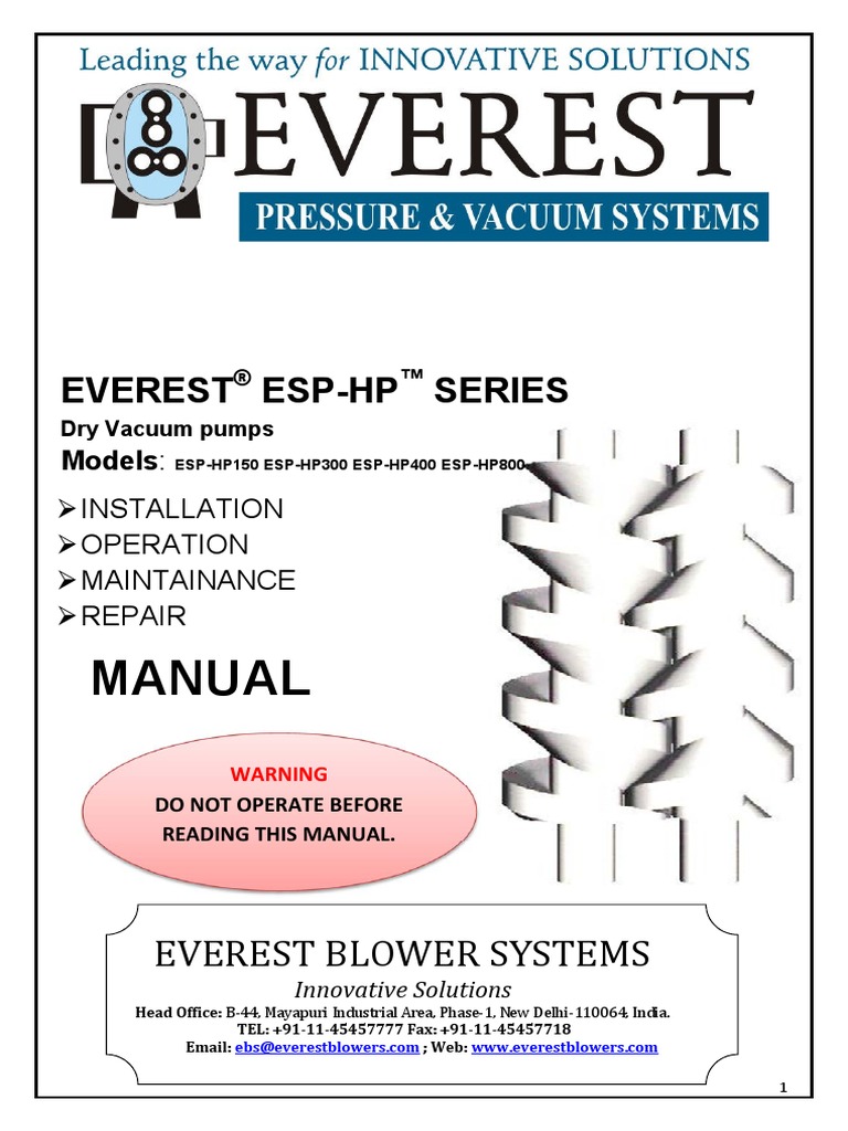 Blower Manual Everest Pump Valve