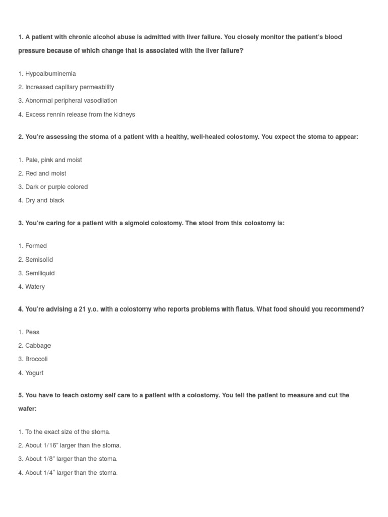 NCLEX Practice Questions Digestive System PDF Stomach