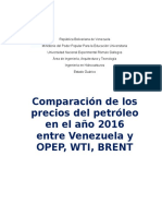 Precios Del Petroleo en Venezuela Durante El Año 2016