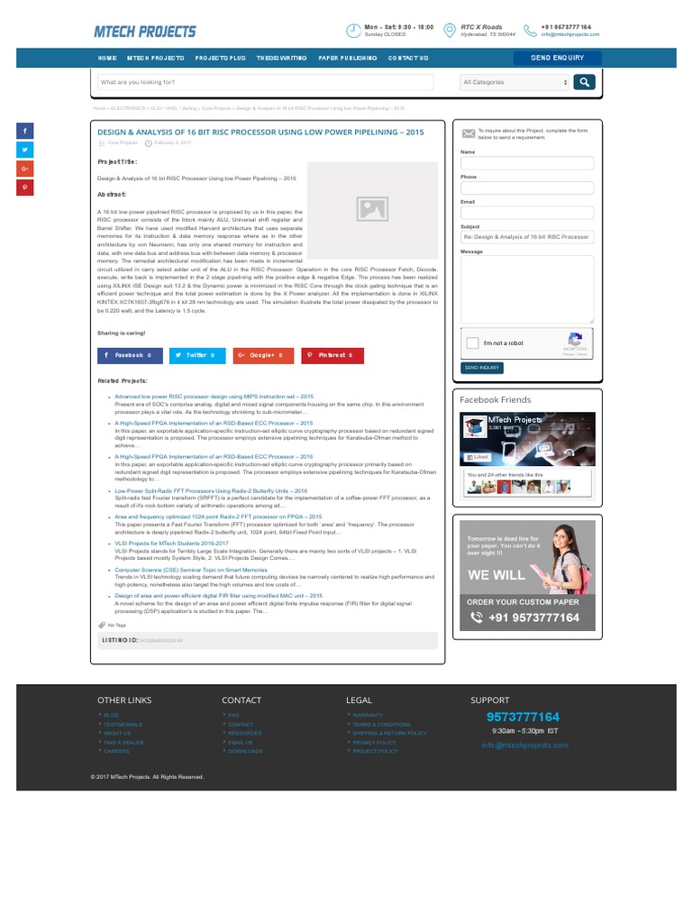 Design & Analysis of 16 Bit RISC Processor Using Low Power Pipelining ...
