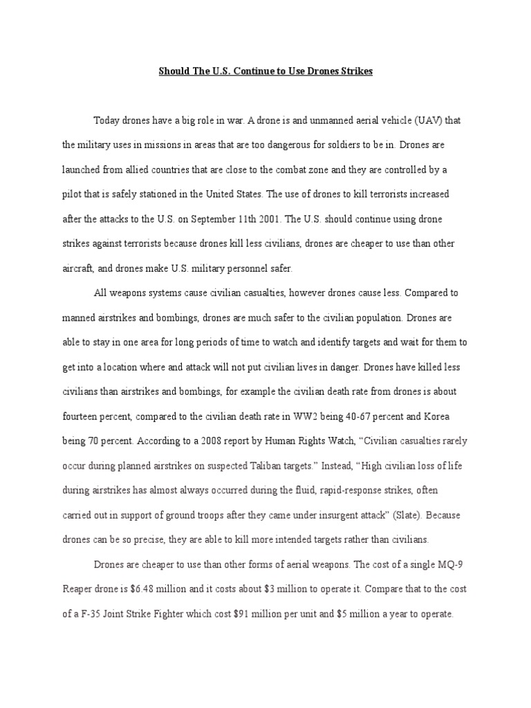 Should The U.S. Continue To Use Drones Strikes Download Free PDF