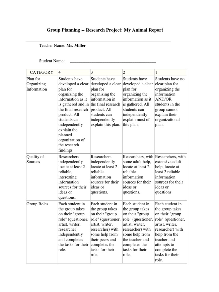 Book report rubric template picture