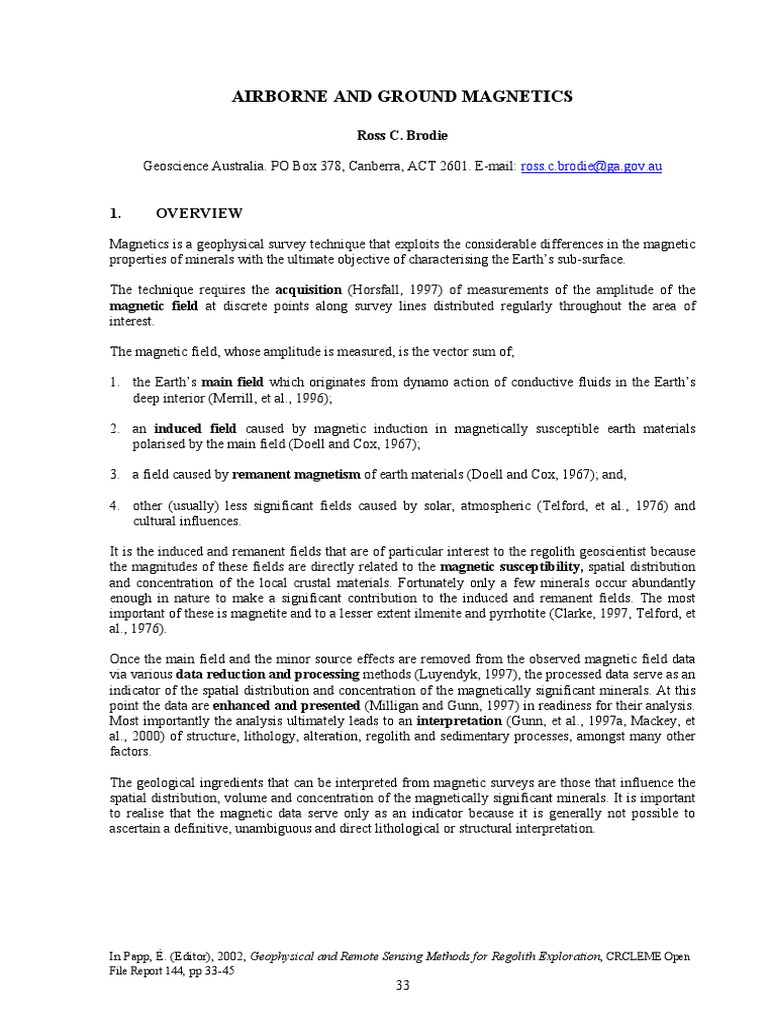 Airborne and Ground Magnetic Surveys | PDF | Magnetometer | Geophysics