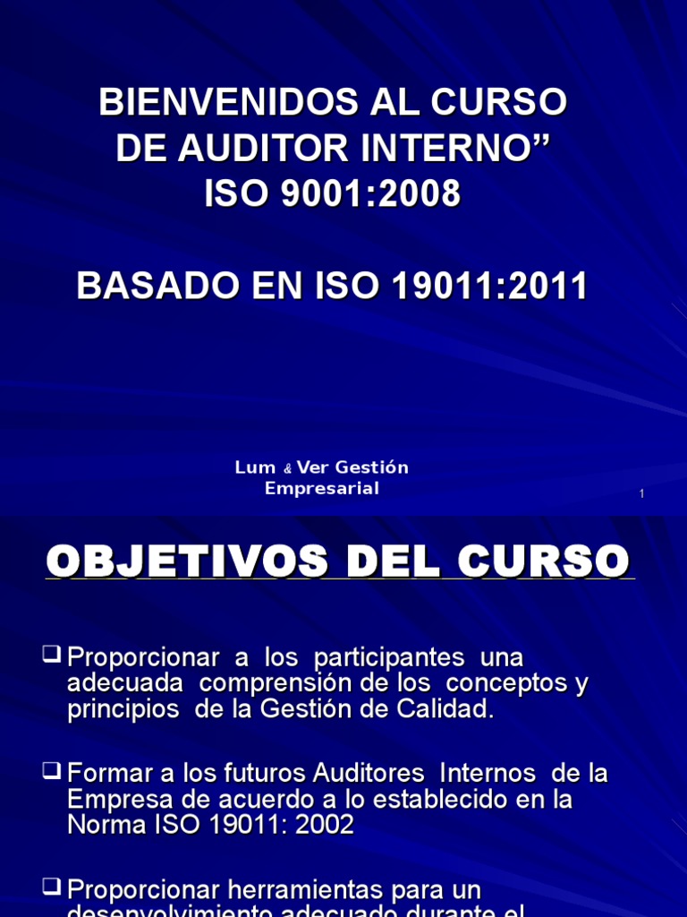 Curso De Auditor Interno Iso 19011 Calidad Comercial Auditoría