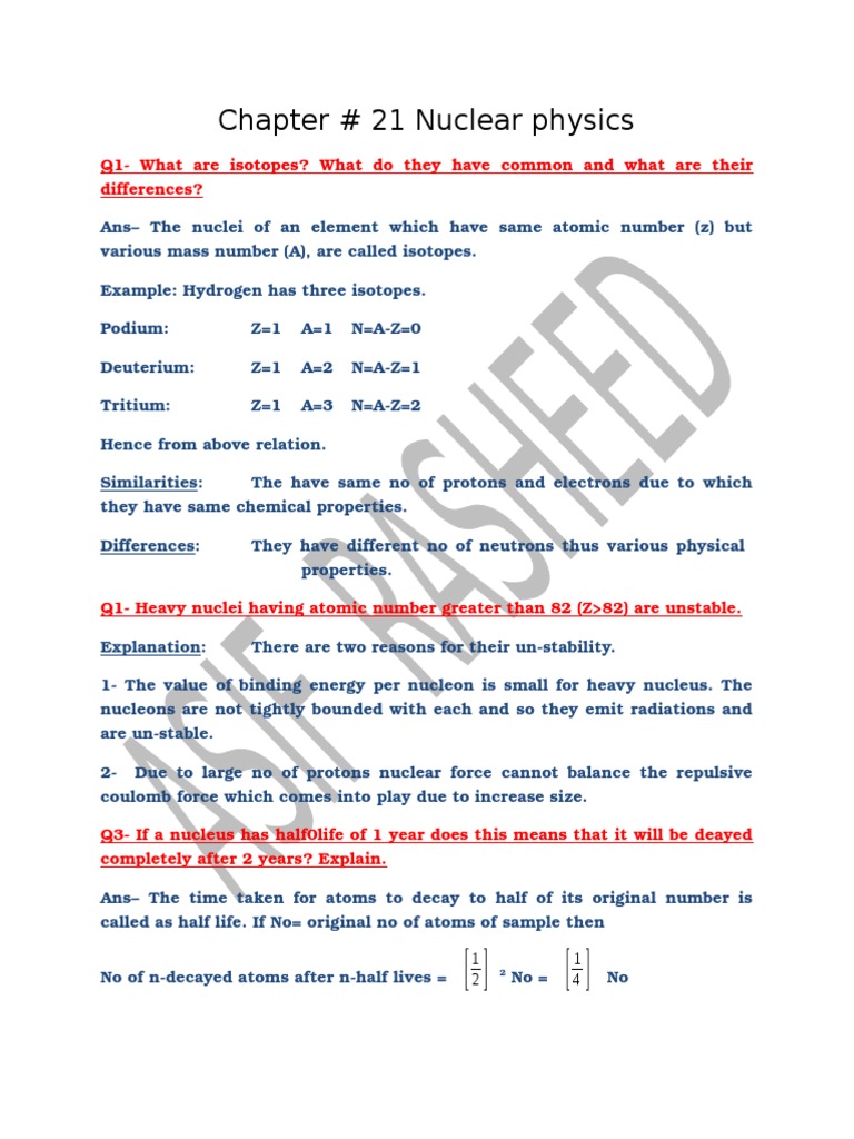 Notes On 2nd Physics by Asif Rasheed | PDF | Nuclear Physics | Atoms
