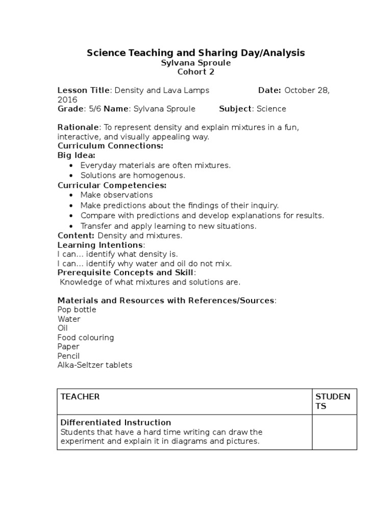 worksheet Lava Lamp Experiment Worksheet density and lava lamps differentiated instruction curriculum