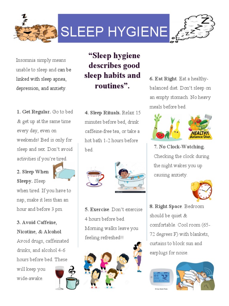 Sleep Hygiene Handout New | Sleep | Wellness