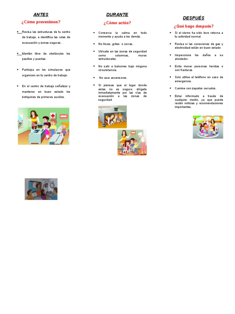 Guía de acción ante sismos para niños | PDF