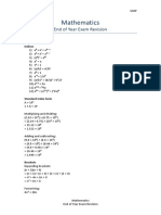 Mathematics: End of Year Exam Revision