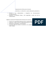 Objetivos Básicos Del Departamento de Recursos Humanos