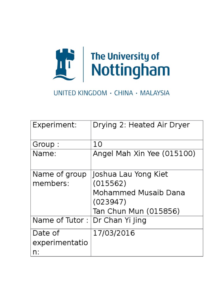 Drying Lab Report PDF Evaporation Heat