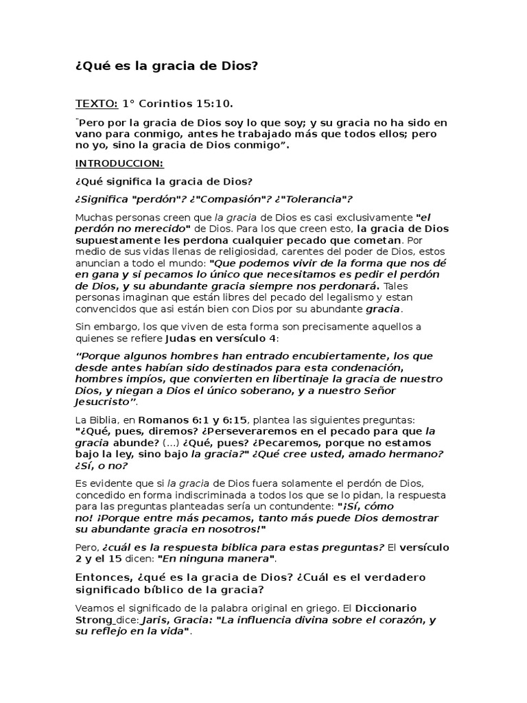 Significado de la Gracia de Dios | PDF | Gracia en el cristianismo ...