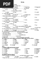 Bài tập Đề 1 I. Choose the best answer. (3 ms)