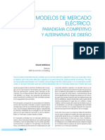 Modelos de Mercado Eléctrico.: Paradigma Competitivo Y Alternativas de Diseño