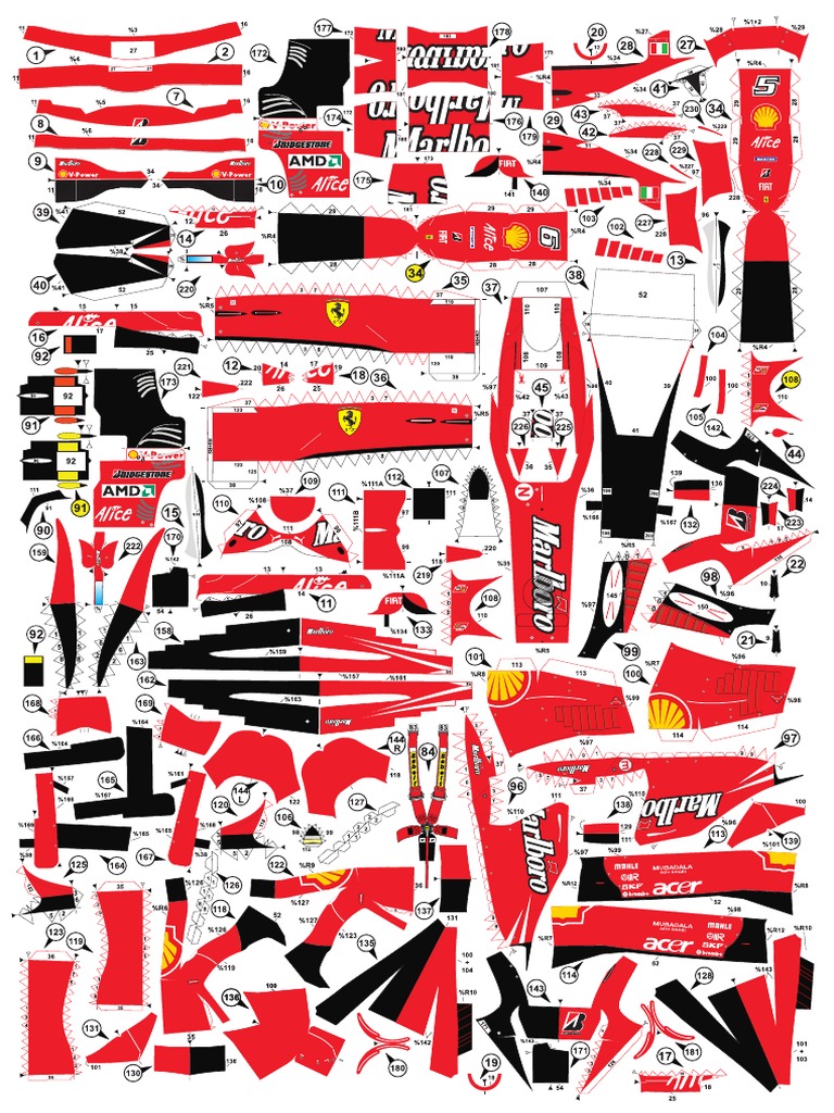F1 paper model ferrari f2007 paper car pdf