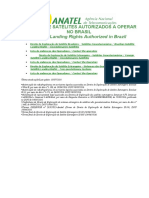 Relação de Satélites Autorizados A Operar No Brasil: Satellite Landing Rights Authorized in Brazil