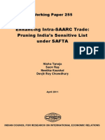 Enhancing Intra-SAARC Trade: Pruning India's Sensitive List Under SAFTA