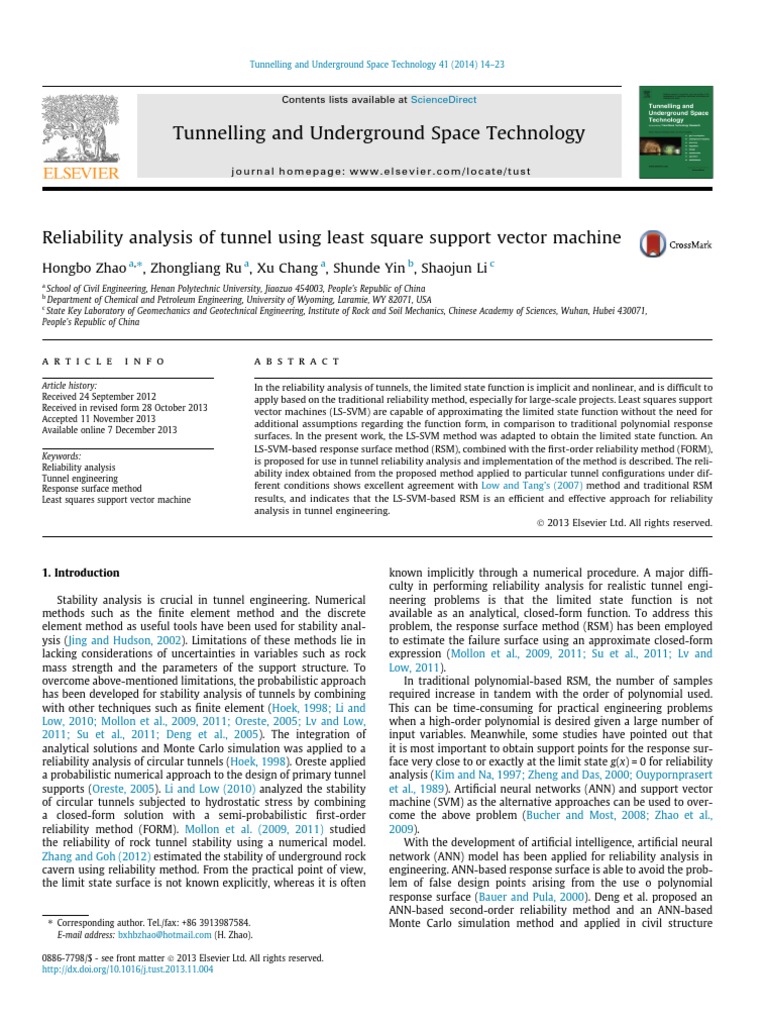 Reliability Analysis of Tunnel Using Least Square Support Vector ...