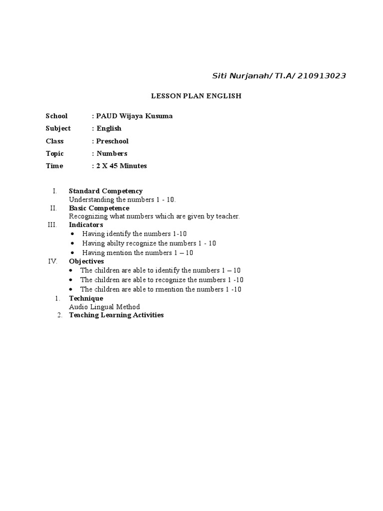 Lessson Plan Paud Lesson Plan Quality Of Life