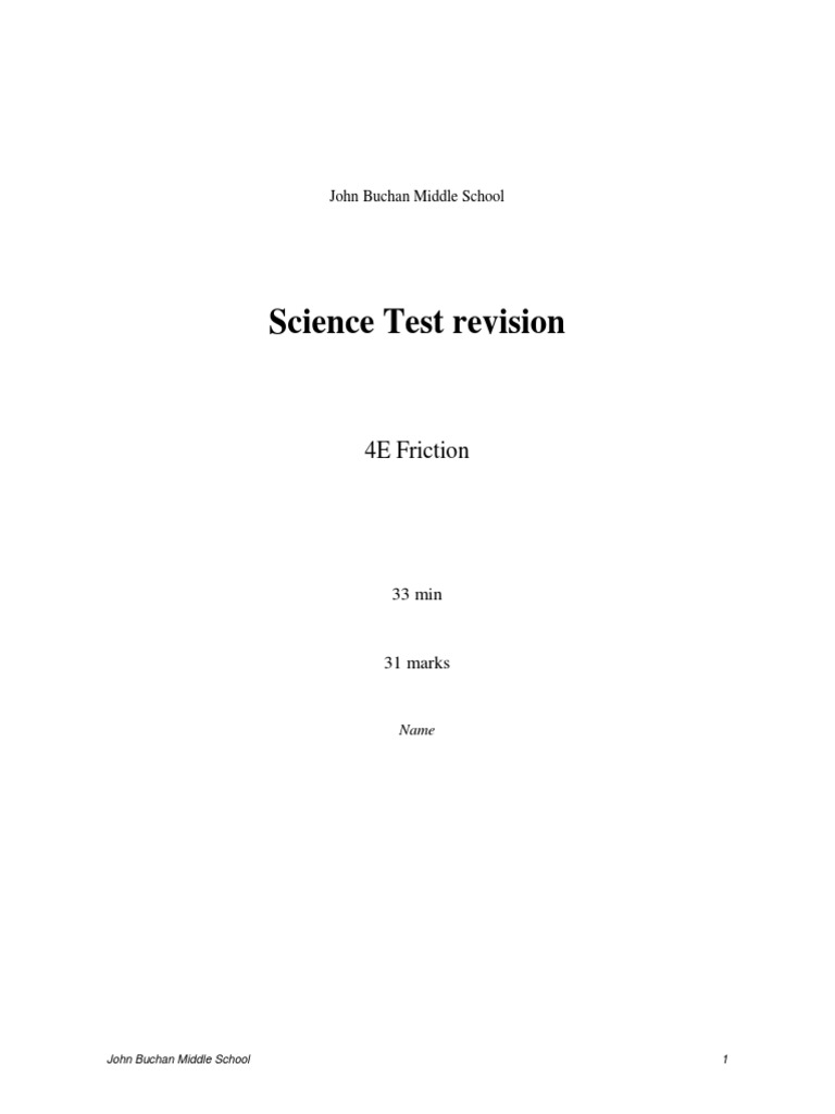 Friction and Forces Science Test | PDF | Weight | Weighing Scale