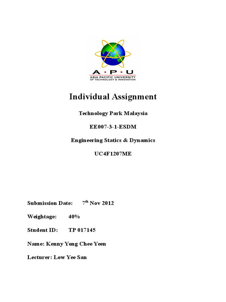 Engineering Statics & Dynamics Assignment | PDF | Computing And ...