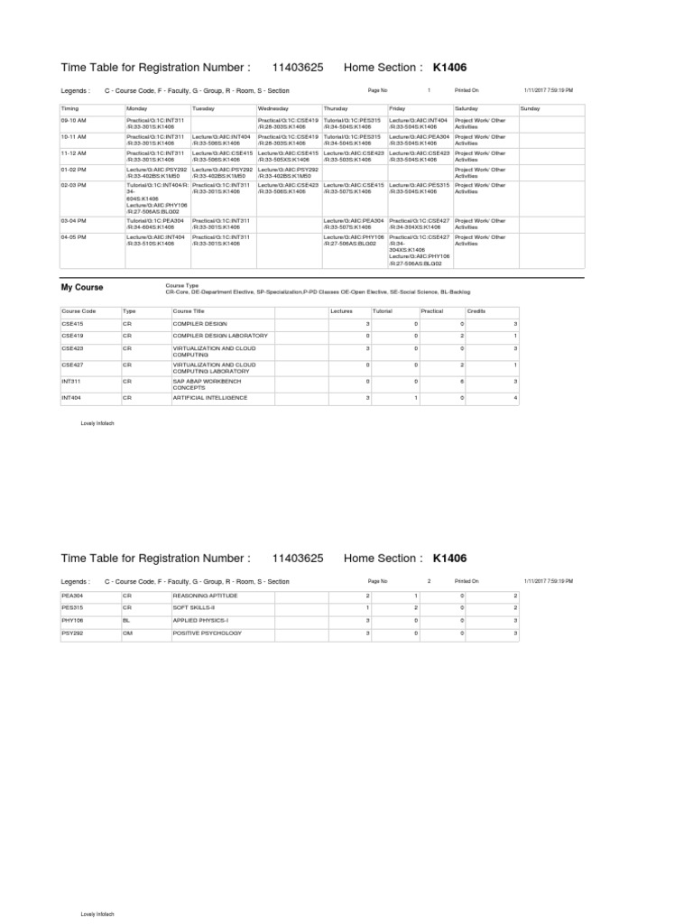 R Pt Timetable Student Pdf Lecture Computing