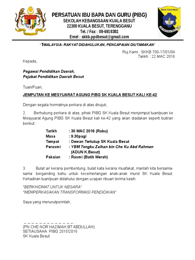 Surat Panggilan Mesyuarat Spsk
