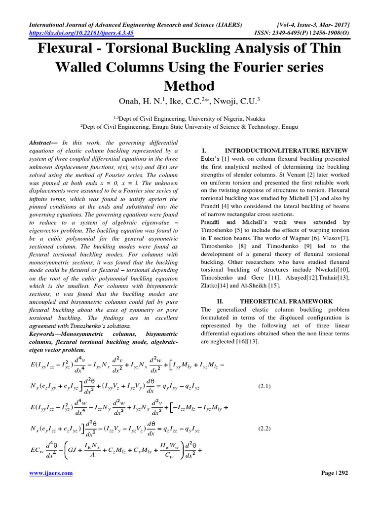 Flexural-Torsional Buckling Analysis | PDF | Buckling | Eigenvalues And ...