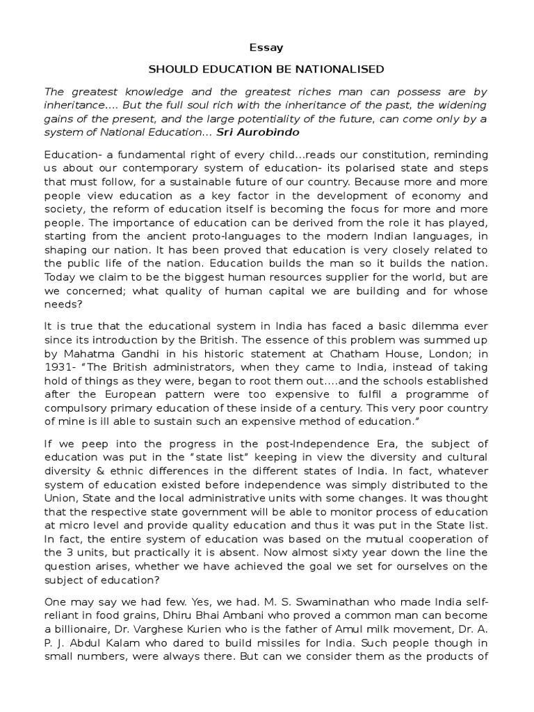 essay on right to education